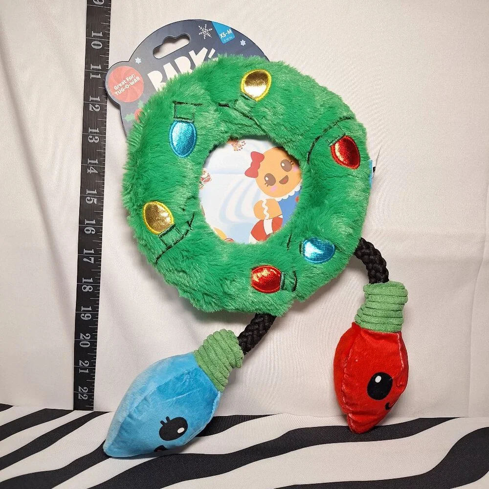 NWT Bark Get Lit Wreath Dog Toy XS-M